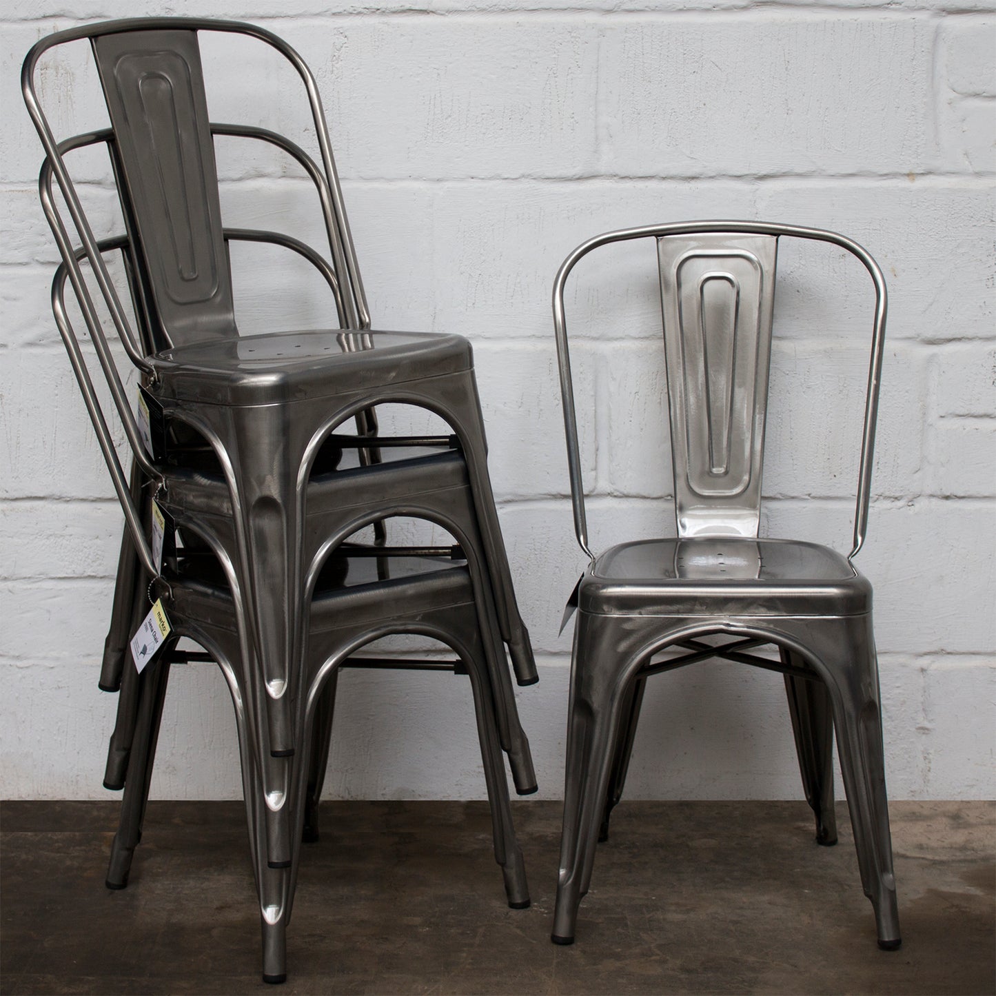 5PC Enna Table & Siena Chair Set - Steel
