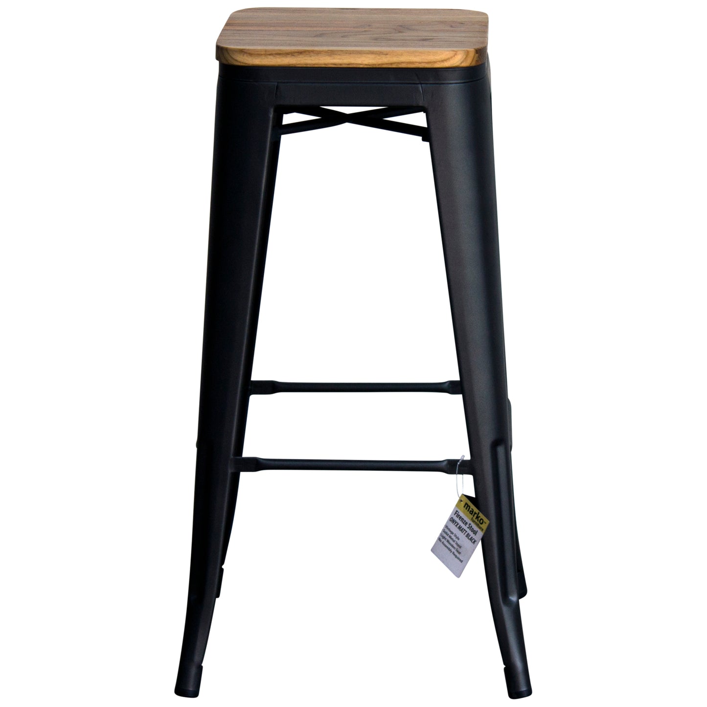 3PC Laus Table & Firenze Bar Stool Set - Onyx Matt Black