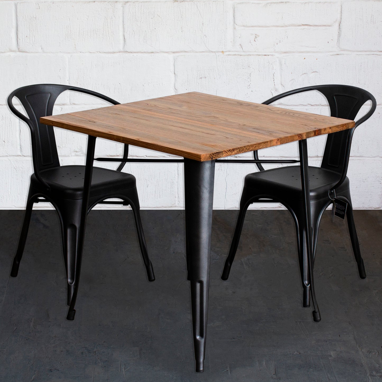 3PC Enna Table & Forli Chair Set - Onyx Matt Black