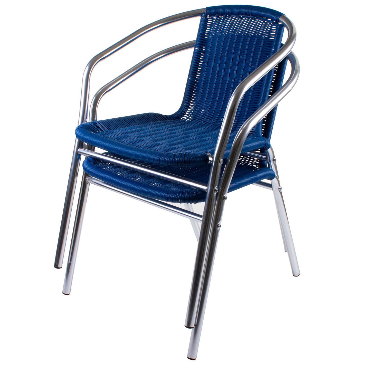 Blue Wicker Chrome Bistro Chair