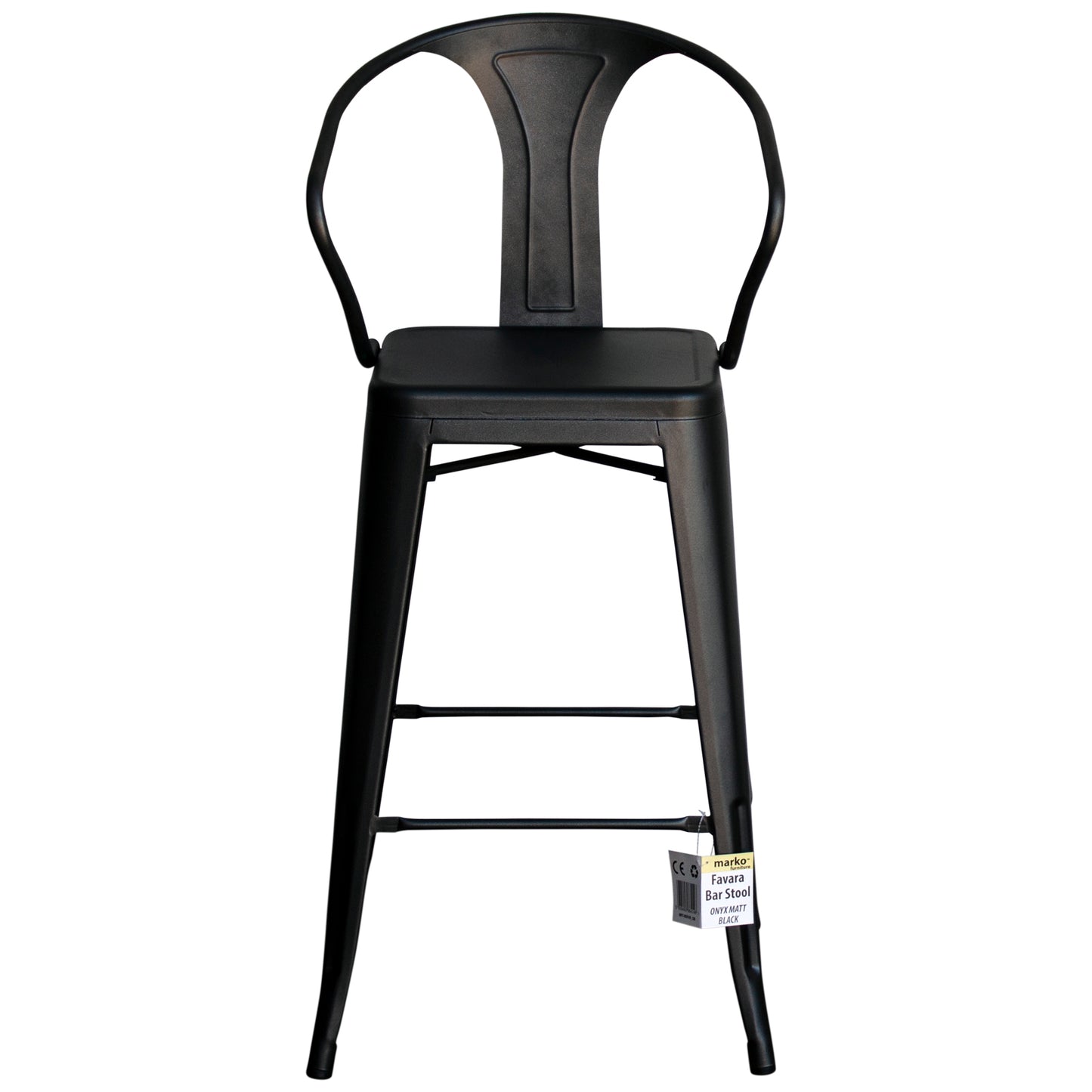 5PC Laus Table & Favara Bar Stool Set - Onyx Matt Black
