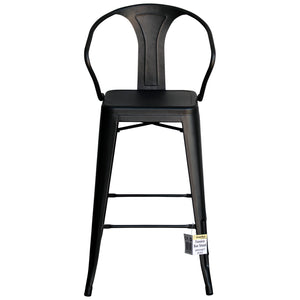 5PC Laus Table & Favara Bar Stool Set - Onyx Matt Black