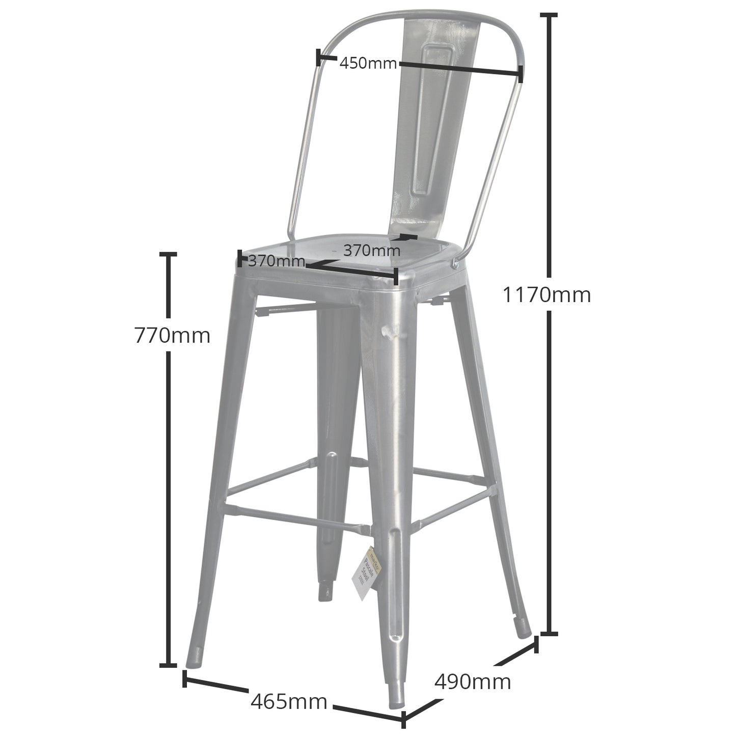 3PC Lodi Table & Pascale Bar Stool Set - Steel