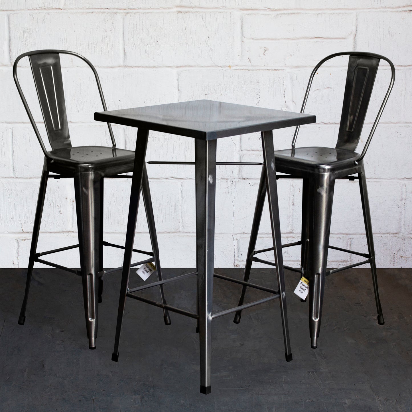 3PC Laus Table & Pascale Bar Stool Set - Steel