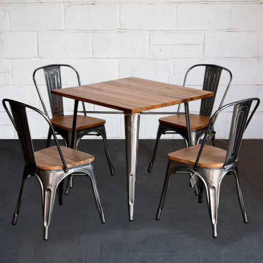 5PC Enna Table & Palermo Chair Set - Steel