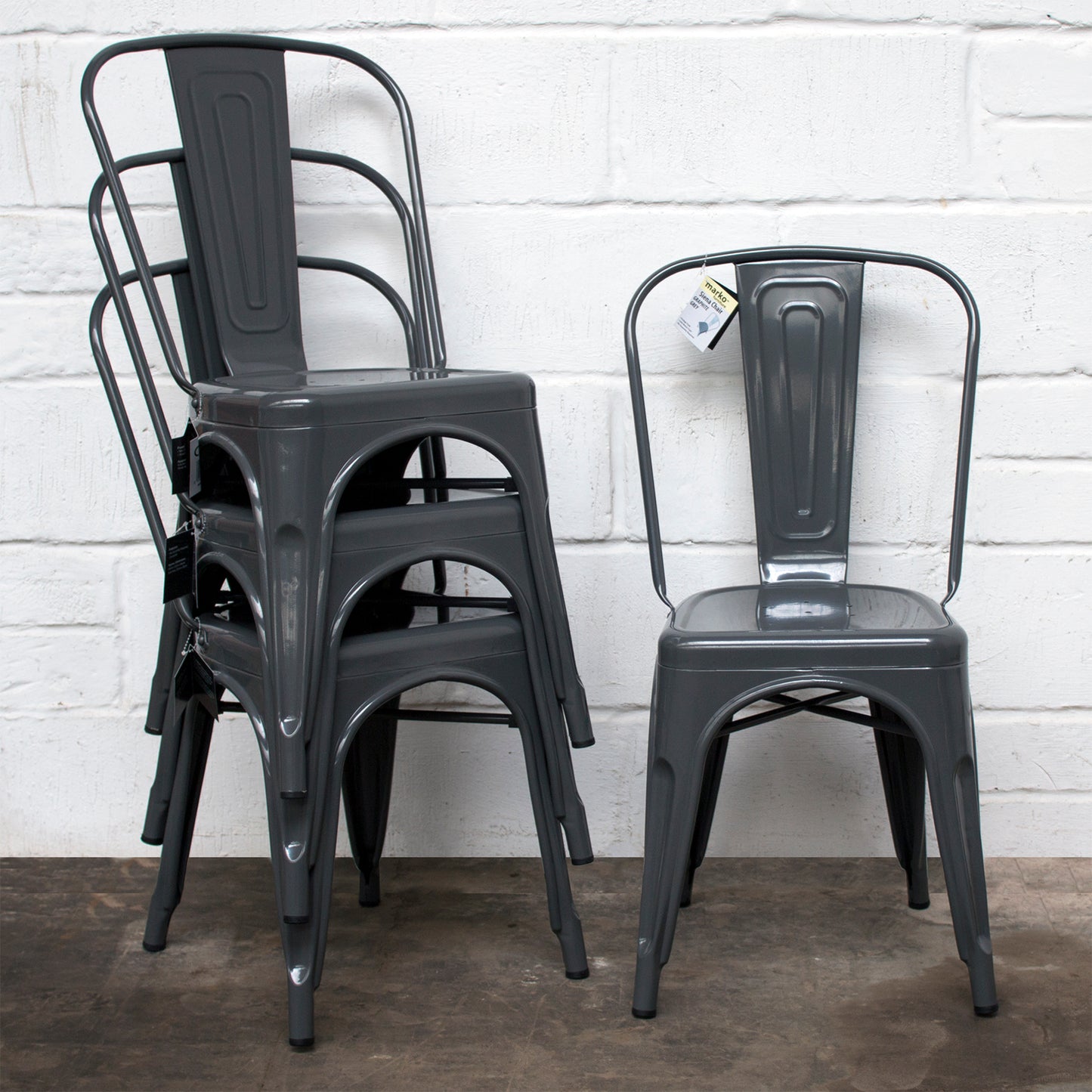 9PC Taranto Table & 8 Siena Chairs Set - Graphite Grey