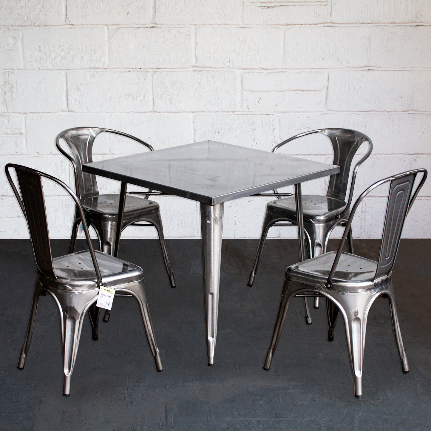 5PC Belvedere Table Forli & Siena Chairs Set - Steel
