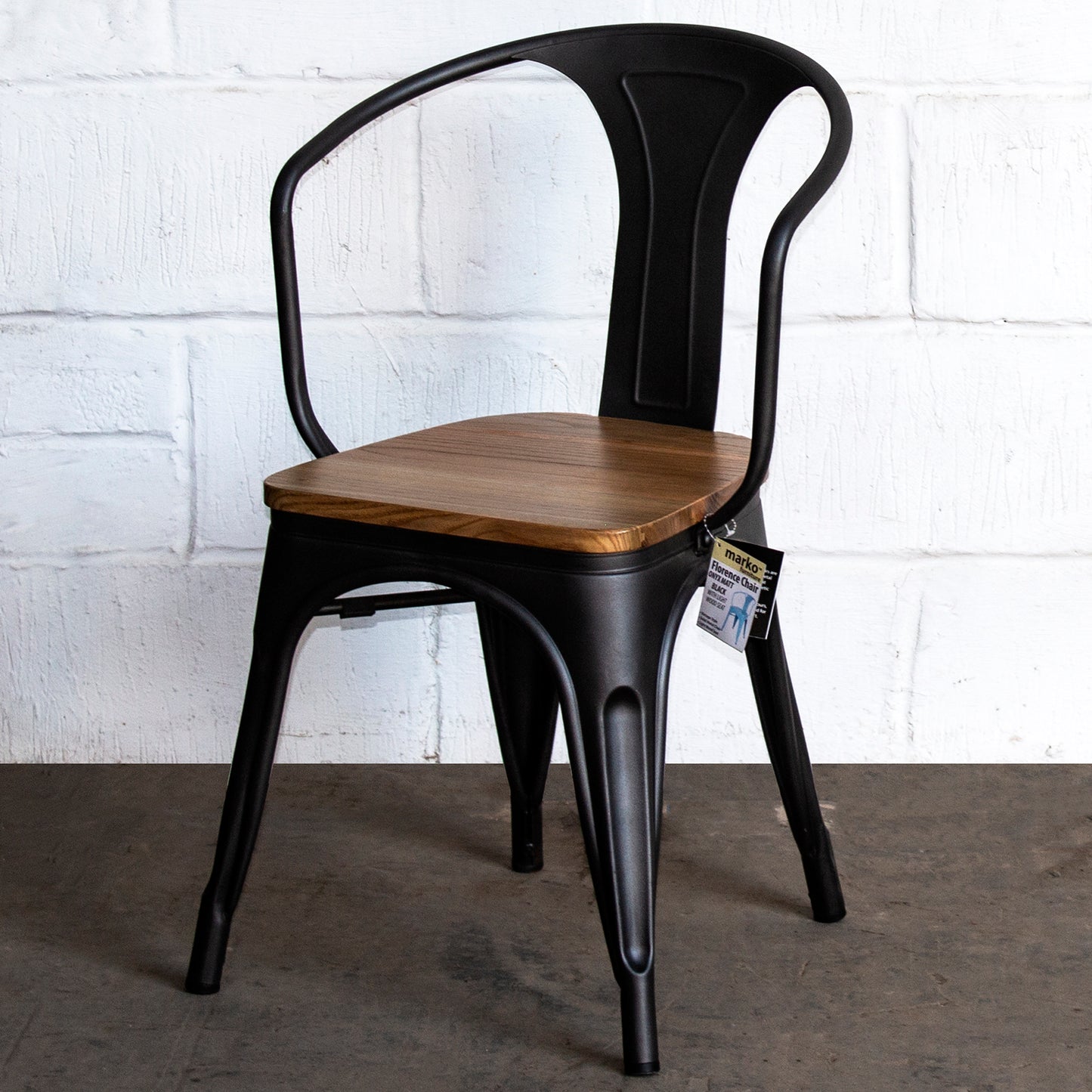 5PC Enna Table Florence Chair & Rho Stool Set - Onyx Matt Black