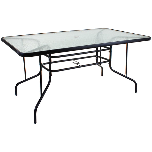 150cm Rectangular Rippled Glass Table