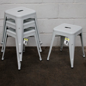 9PC Taranto Table, 5 Siena Chairs & 3 Castel Stools Set - White