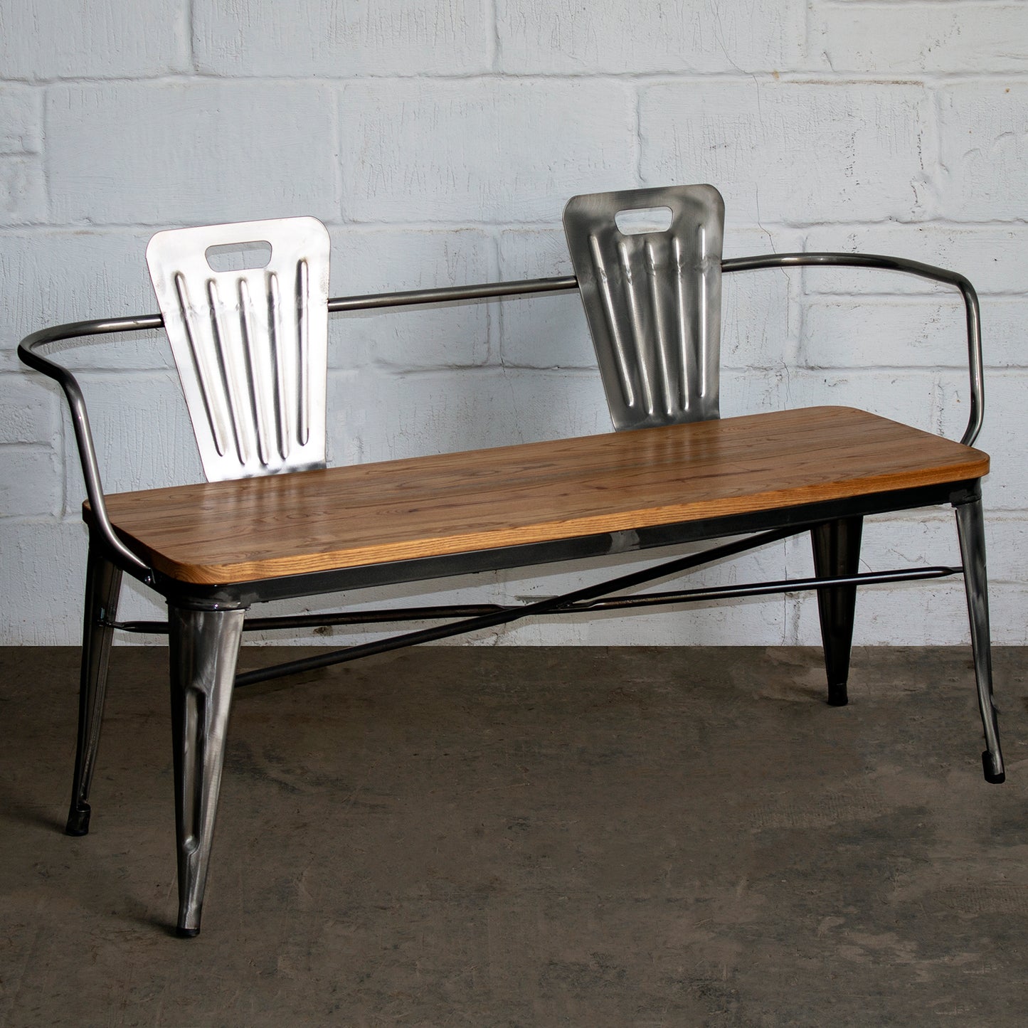 7PC Taranto Table, 2 Florence Chairs, 3 Rho Stools & Nuoro Bench Set - Steel