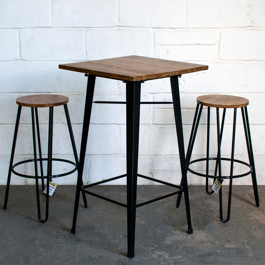 3PC Lodi Table & Marsala Bar Stool Set - Black