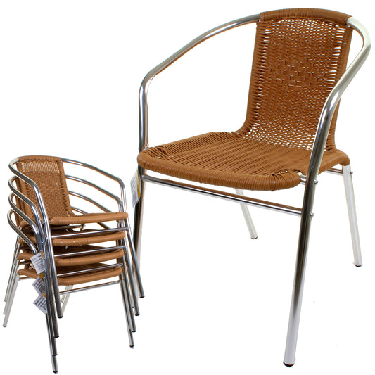 Tan Wicker Chrome Bistro Chair