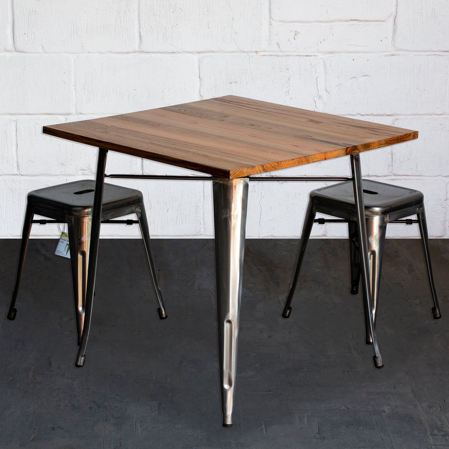 3PC Enna Table & Castel Stool Set - Steel