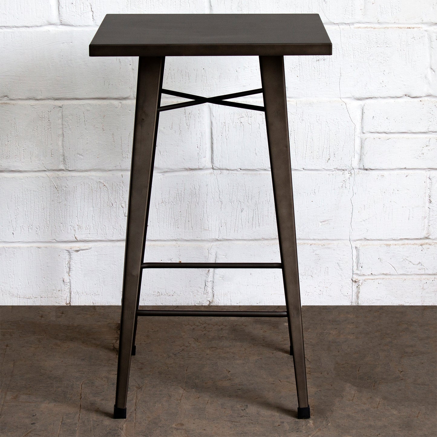 3PC Laus Table & Licata Bar Stool Set - Gun Metal Grey