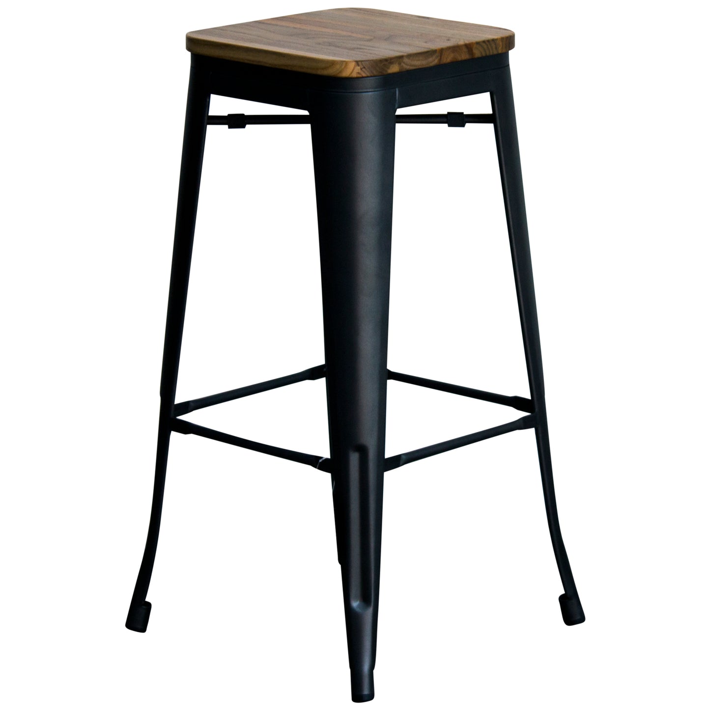 5PC Laus Table & Firenze Bar Stool Set - Onyx Matt Black