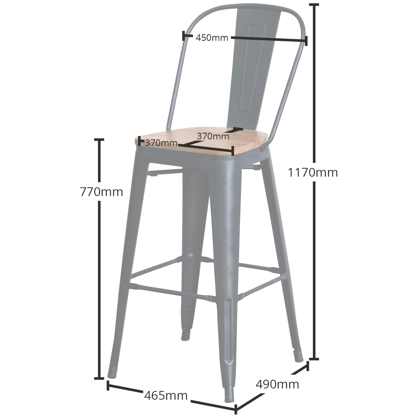 5PC Laus Table & Soranzo Bar Stool Set - Onyx Matt Black