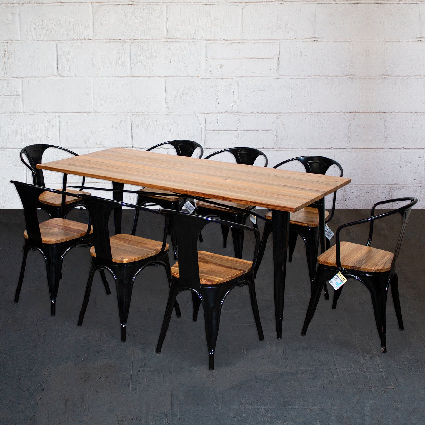 9PC Taranto Table & 8 Florence Chairs Set - Black