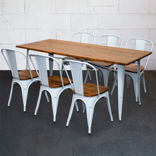 7PC Taranto Table & 6 Palermo Chairs Set - White