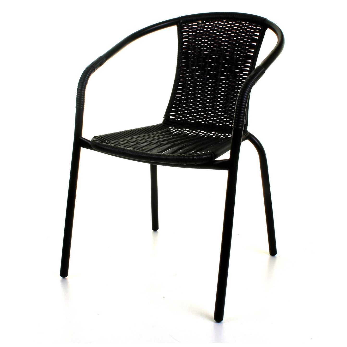 5PC Black Wicker Bistro Set with Silver 60cm Round Table