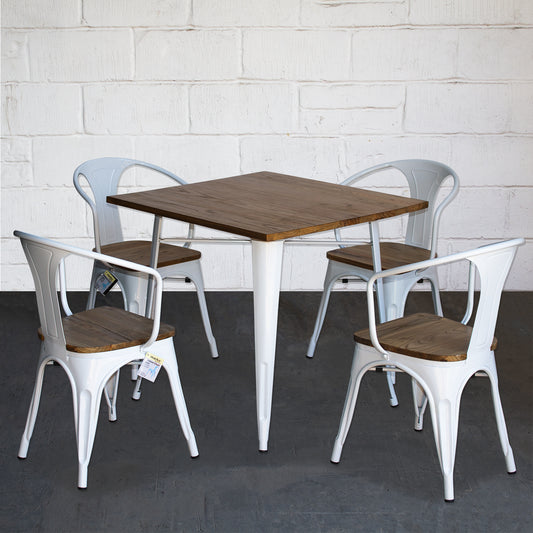 5PC Enna Table & Florence Chair Set - White