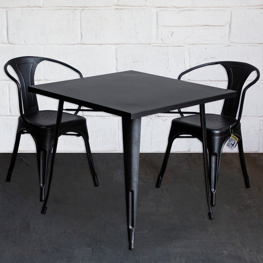 3PC Belvedere Table & Forli Chair Set - Onyx Matt Black