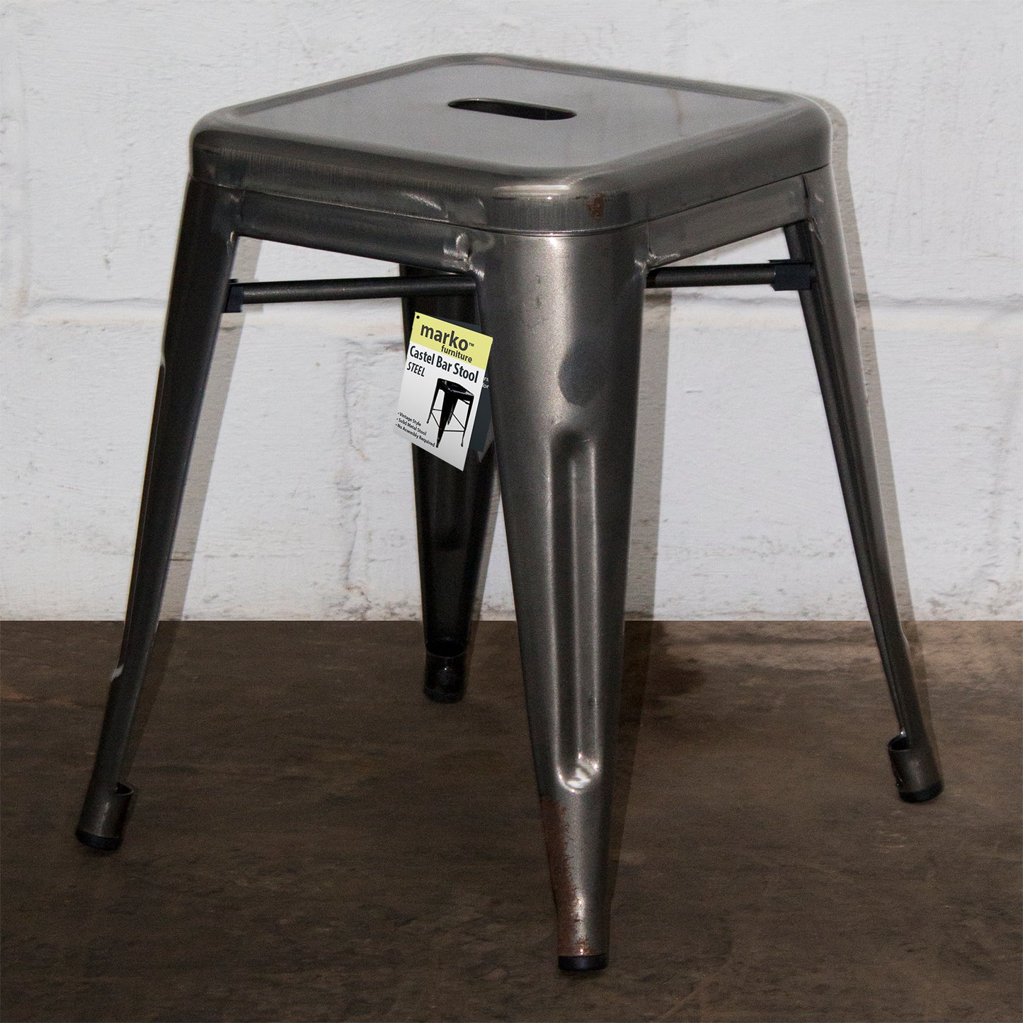 3PC Enna Table & Castel Stool Set - Steel