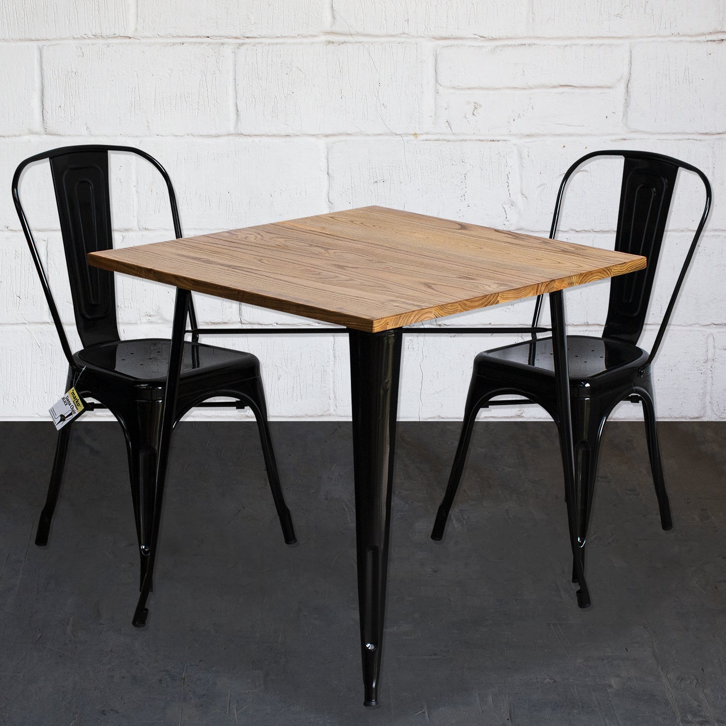 3PC Enna Table & Siena Chair Set - Black