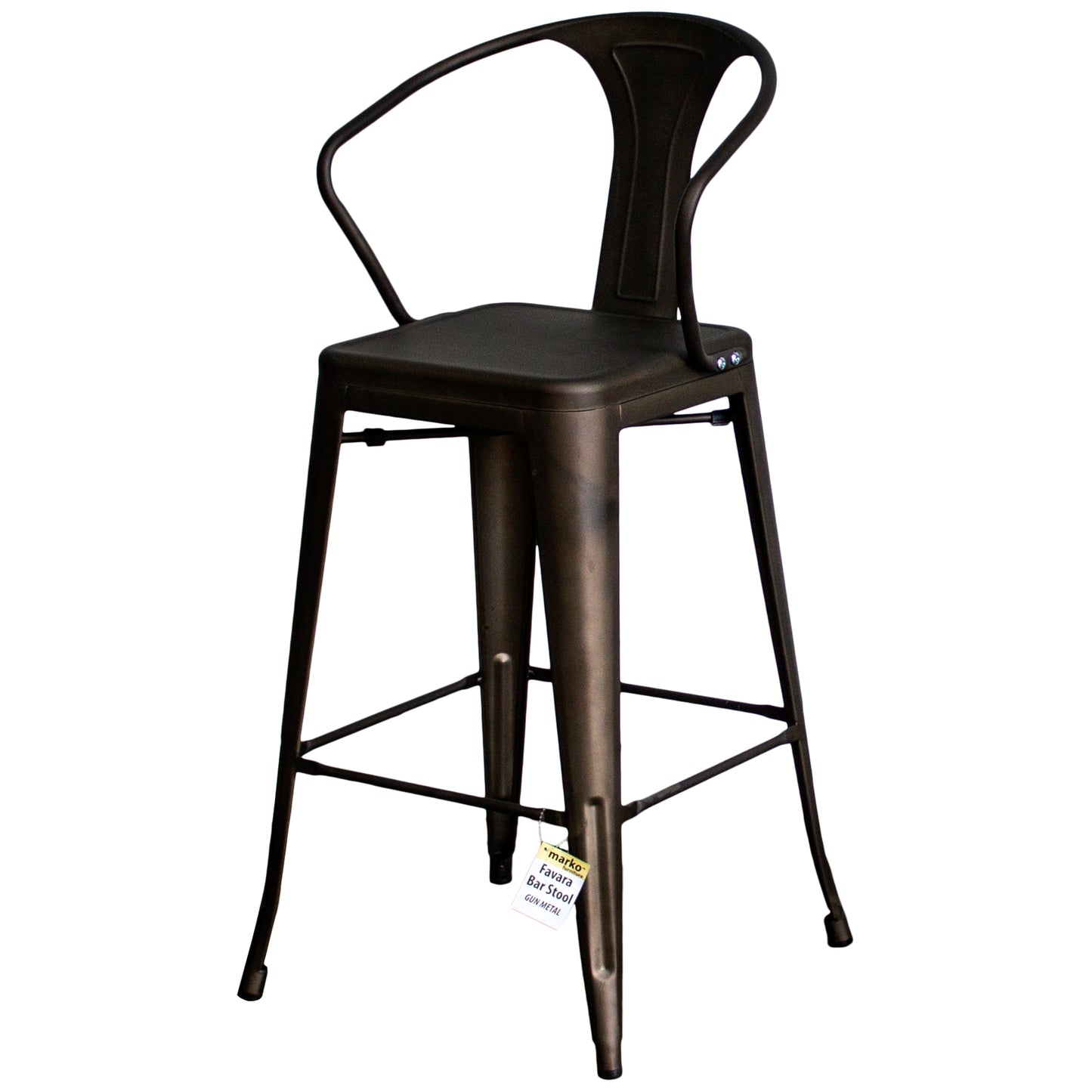 3PC Laus Table & Favara Bar Stool Set - Gun Metal Grey