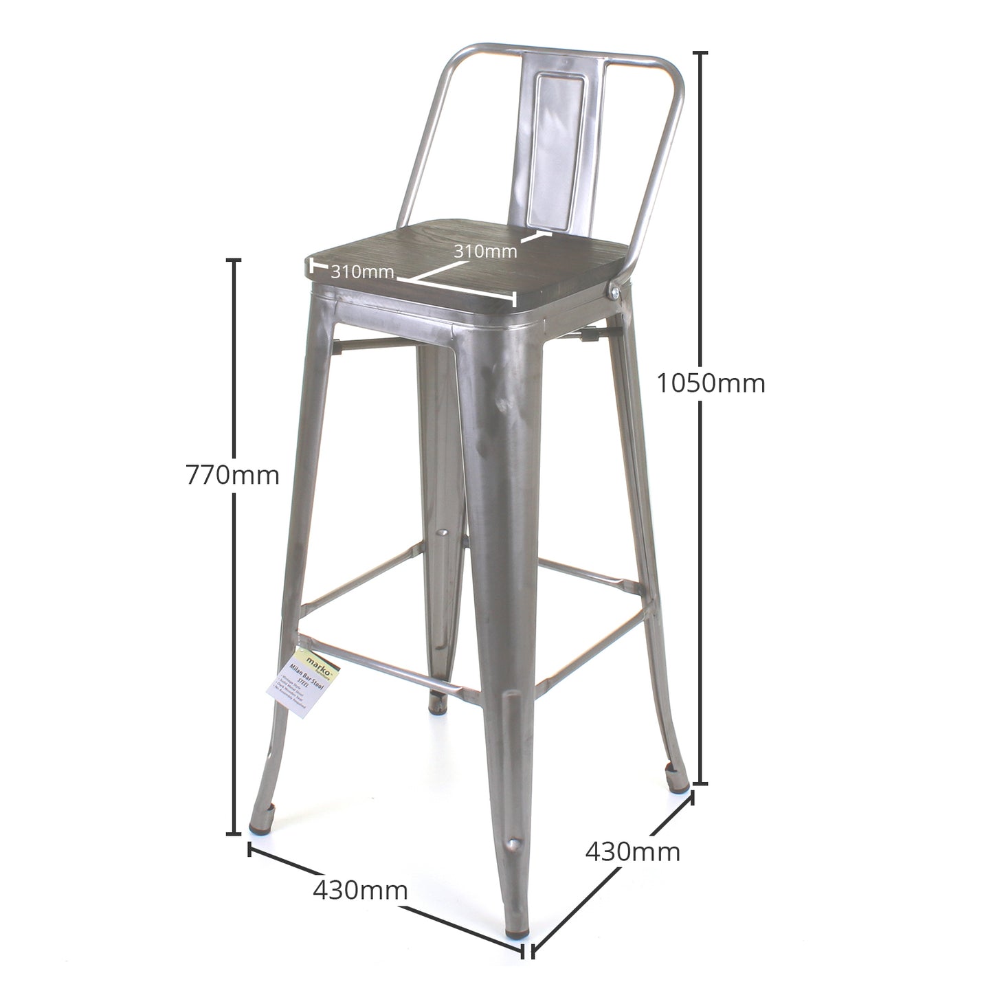 3PC Lodi Table & Tuscany Bar Stool Set - Steel