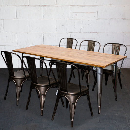 7PC Taranto Table & 6 Siena Chairs Set - Gun Metal Grey
