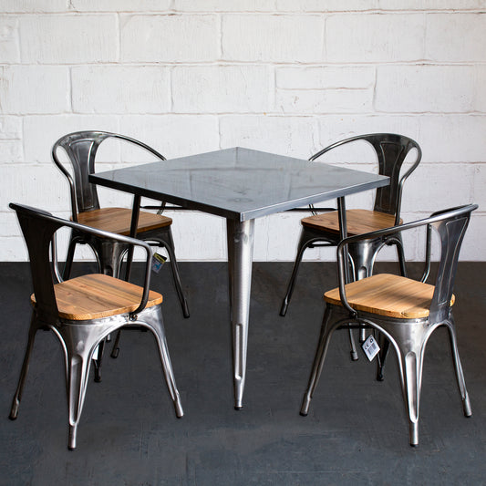 5PC Belvedere Table & Florence Chair Set - Steel