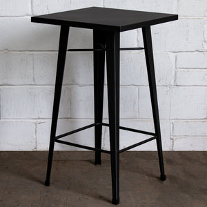 5PC Laus Table & Favara Bar Stool Set - Onyx Matt Black
