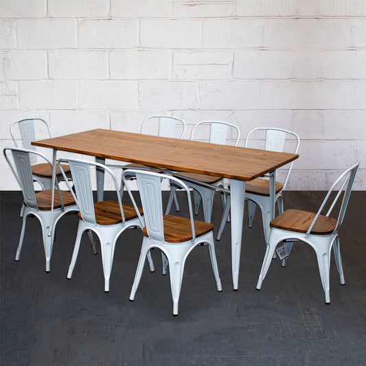 9PC Taranto Table & 8 Palermo Chairs Set - White