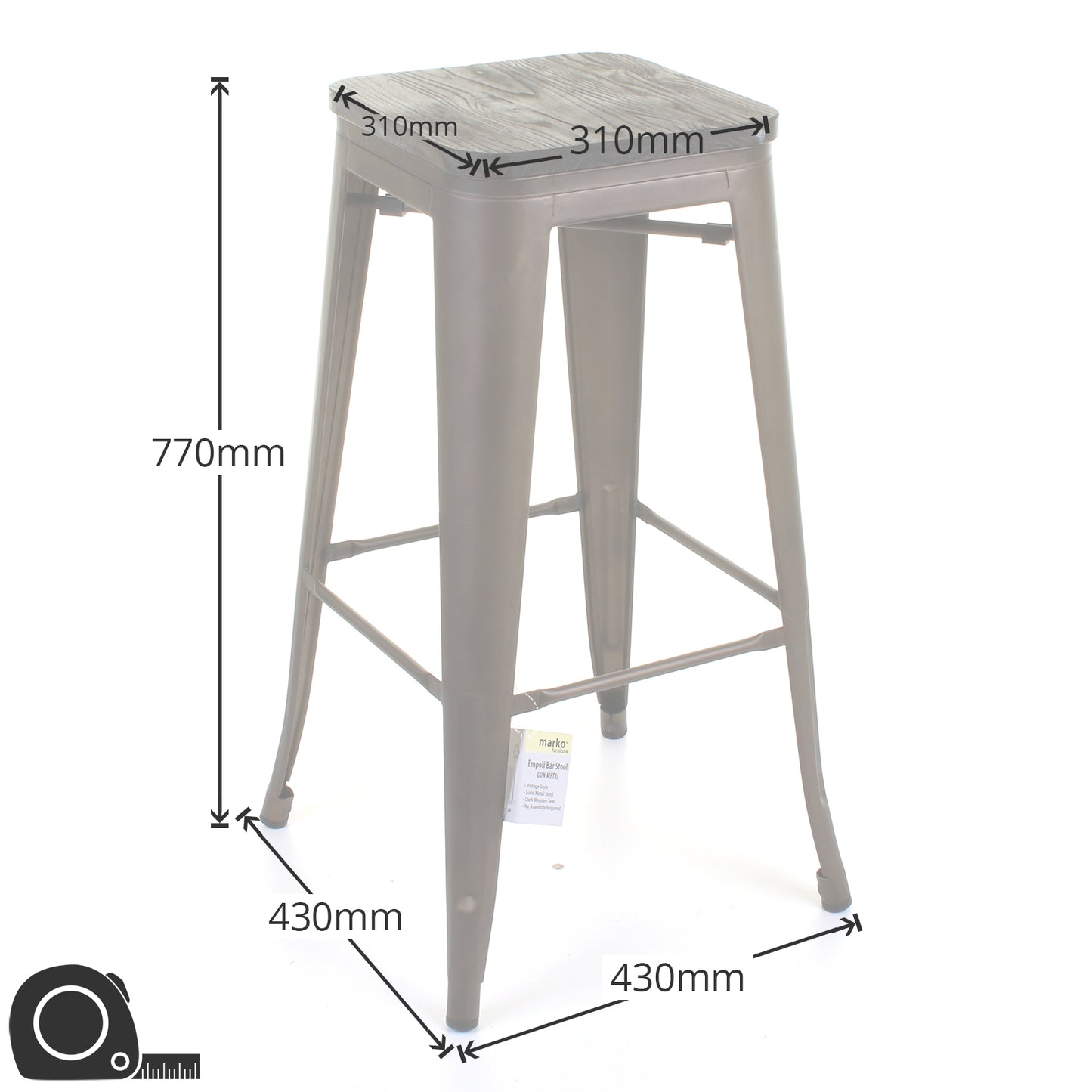 Empoli Stools - Gun Metal Grey