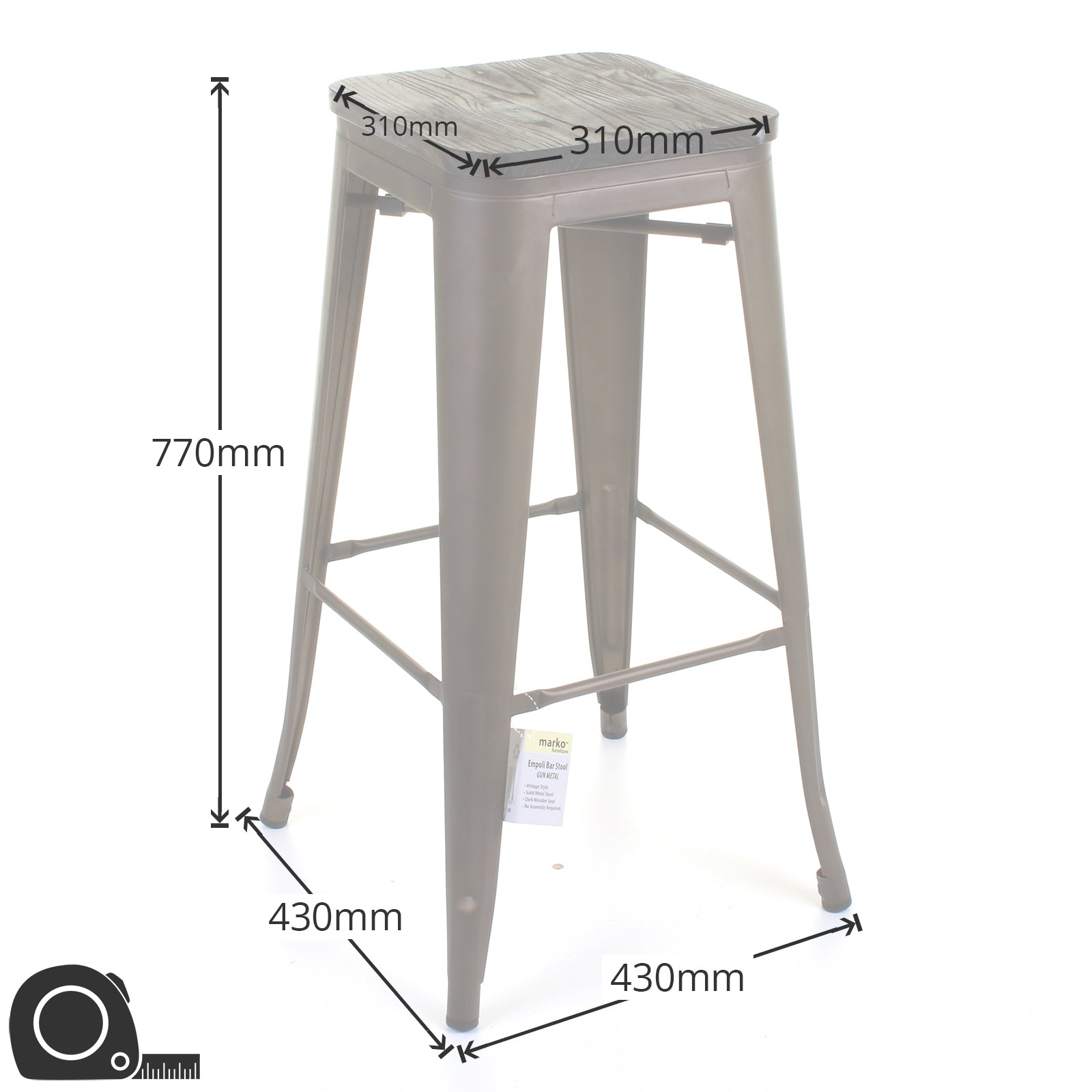 Empoli Stools - Gun Metal Grey