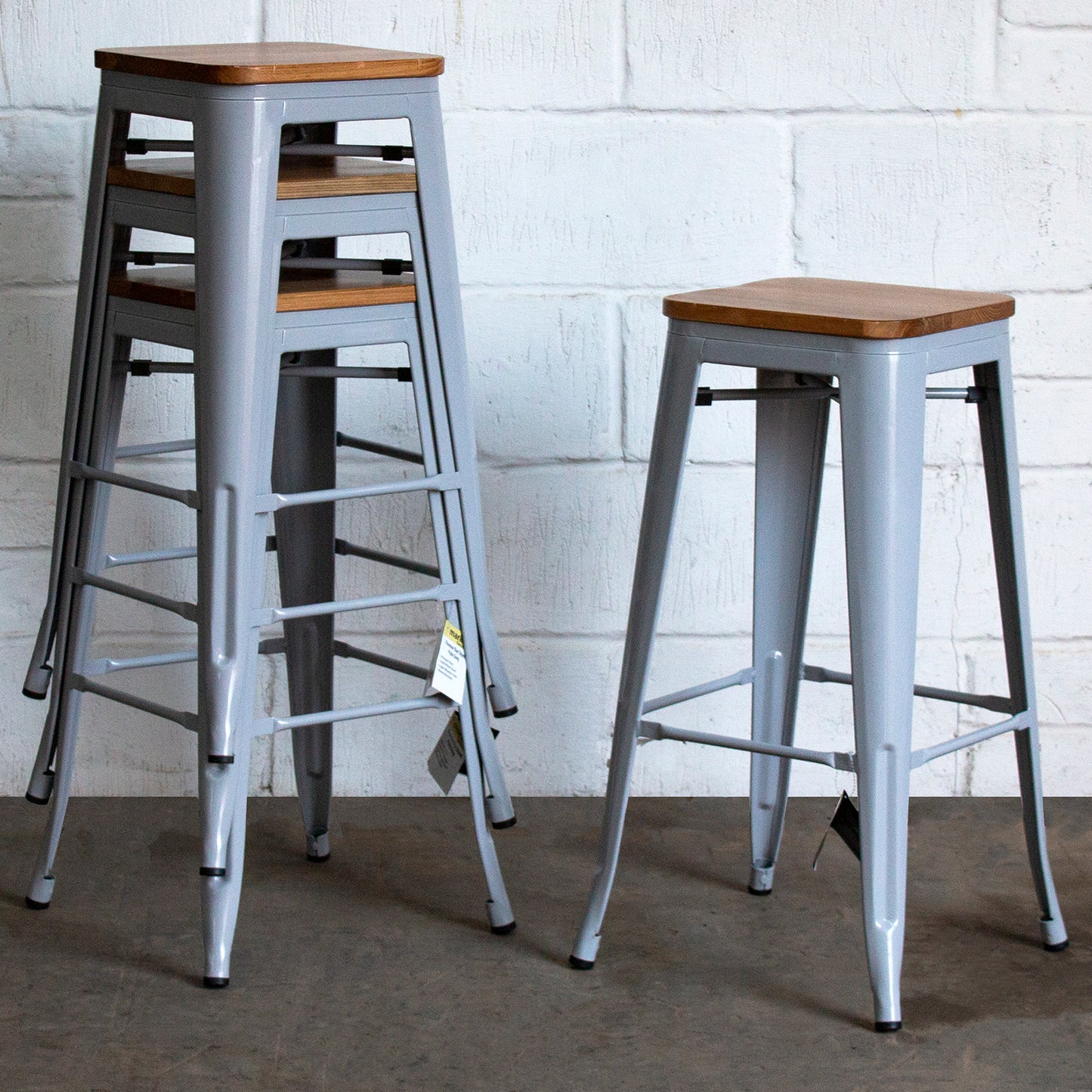 Firenze Bar Stool - Pale Grey