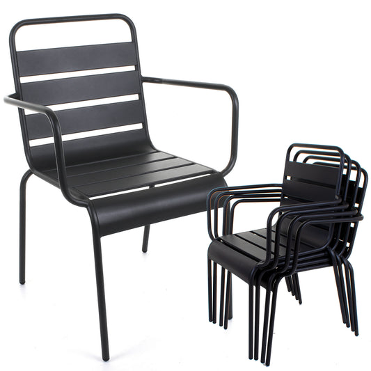 Slatted Bistro Armchair - Sand Grey