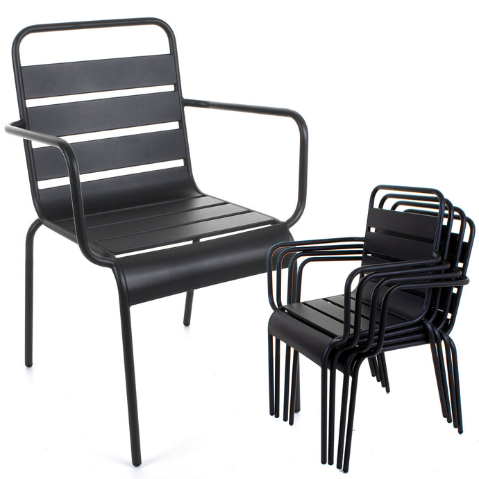 Slatted Bistro Armchair - Sand Grey