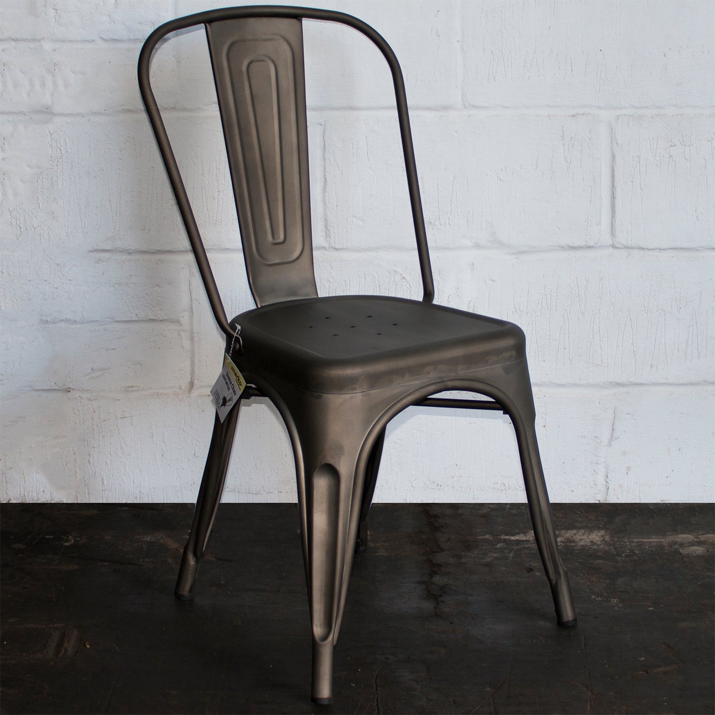 5PC Enna Table Siena Chair & Castel Stool Set - Gun Metal Grey