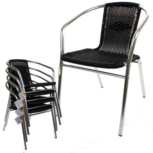 Wicker Black Chrome Bistro Chair