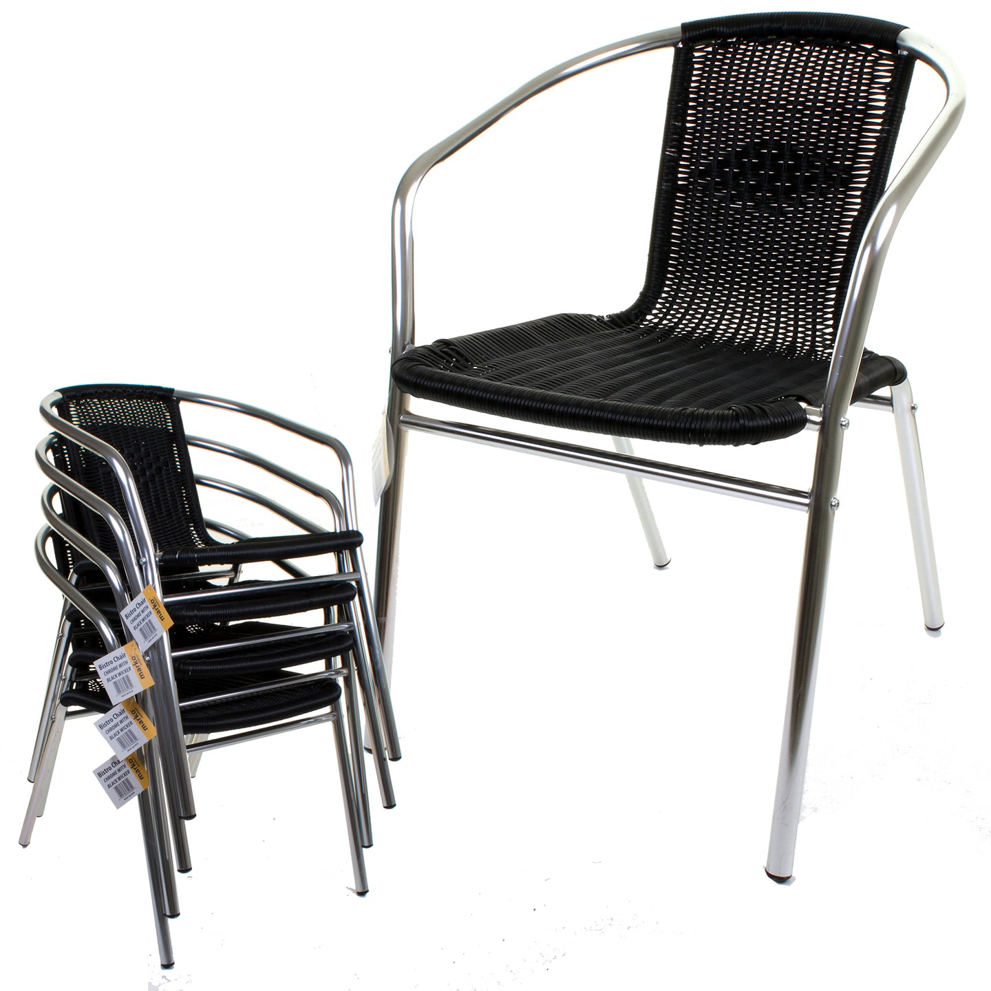 Black Wicker Chrome Bistro Chair