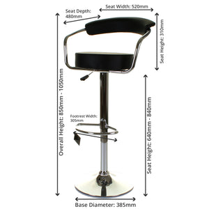 Monza Bar Stool - Black - Set of 2