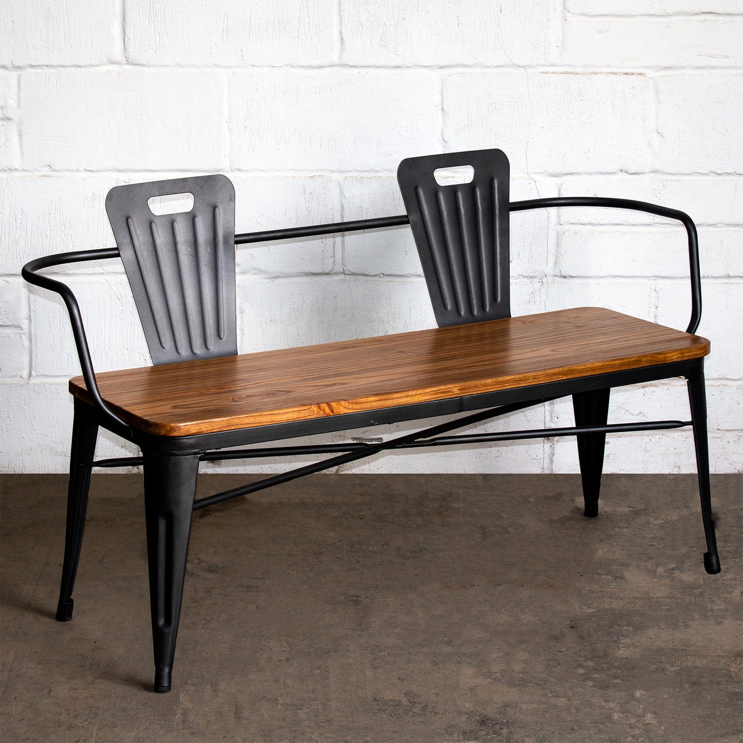 5PC Taranto Table, 3 Florence Chairs & Nuoro Bench Set - Onyx Matt Black