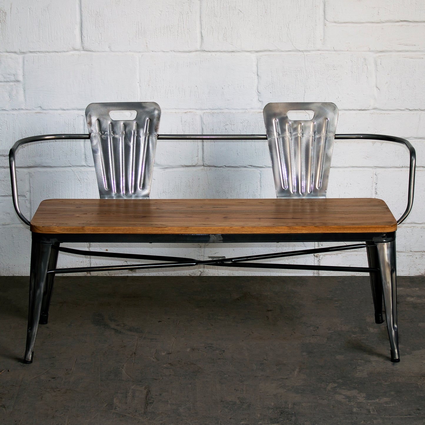 7PC Taranto Table, 2 Florence Chairs, 3 Rho Stools & Nuoro Bench Set - Steel