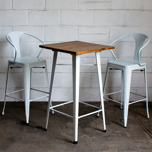 3PC Lodi Table & Favara Bar Stool Set - White