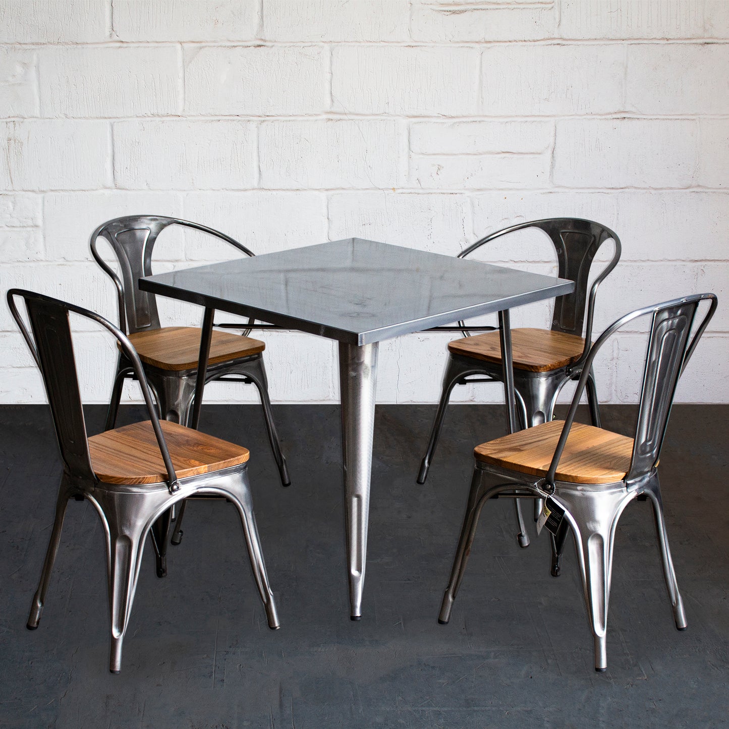 5PC Belvedere Table Florence & Palermo Chairs Set - Steel