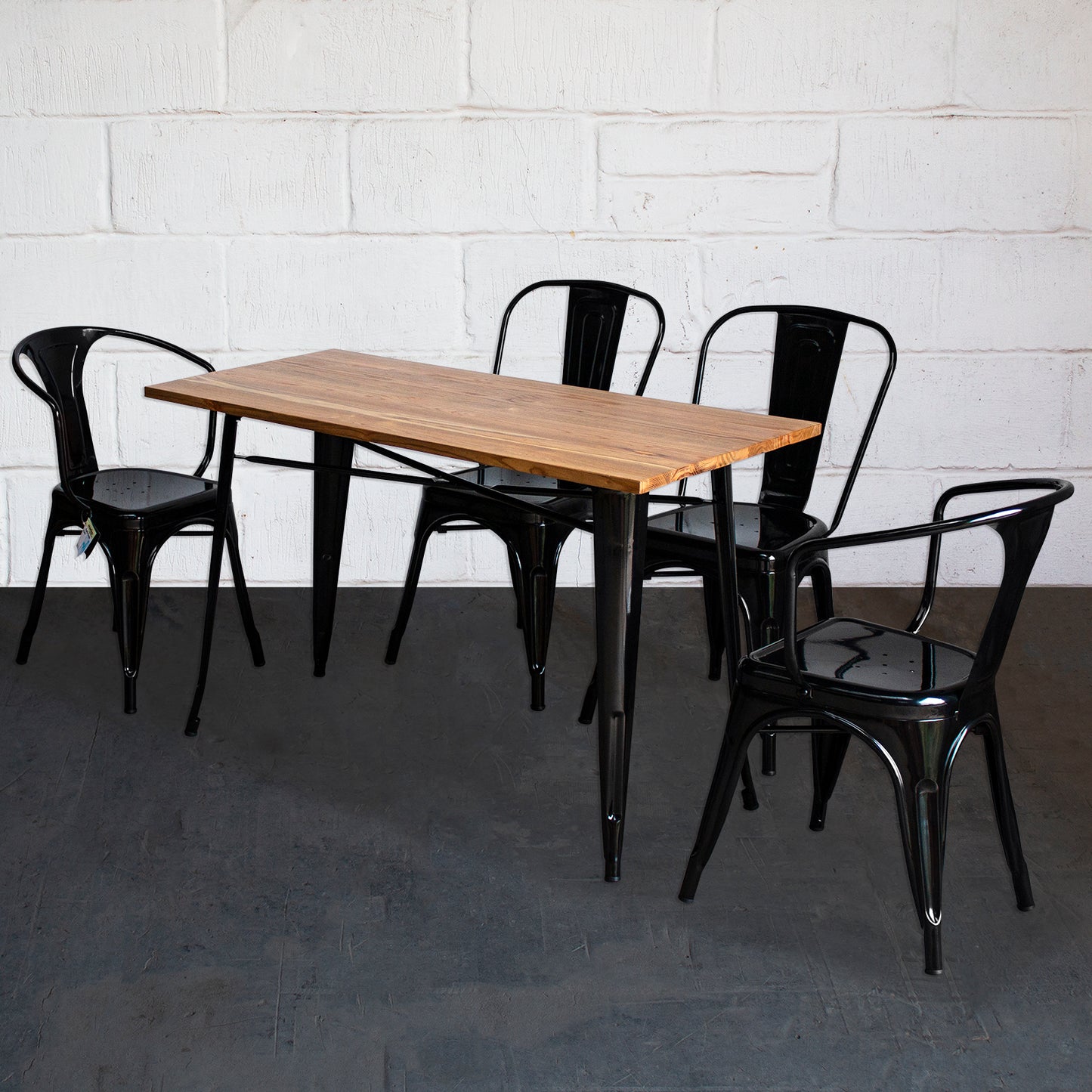 5PC Prato Table, 2 Forli & 2 Siena Chairs Set - Black