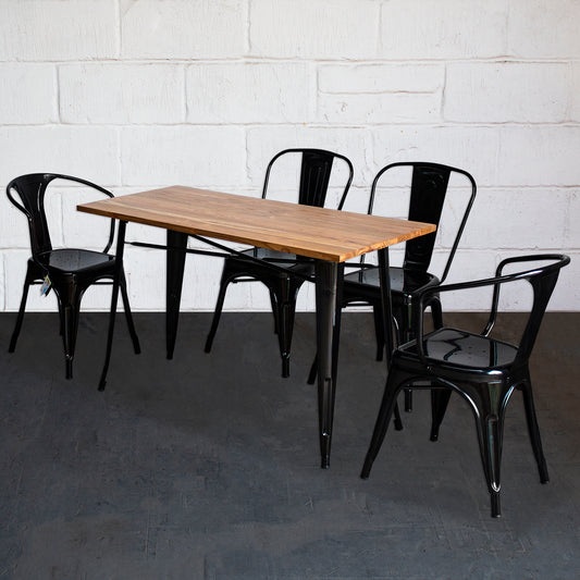 5PC Prato Table, 2 Forli & 2 Siena Chairs Set - Black