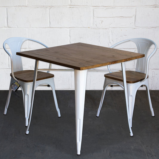 3PC Enna Table & Florence Chair Set - White
